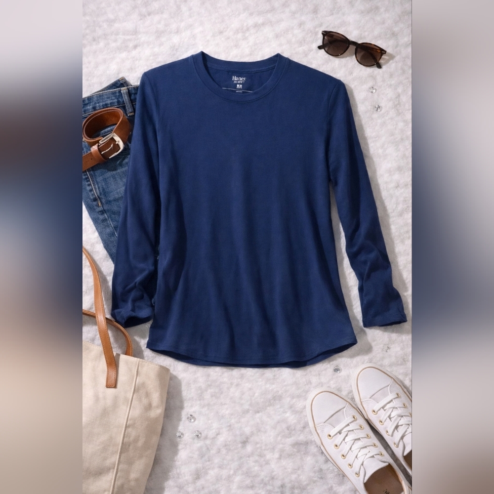 Hanes Deep Blue Long Sleeve Top